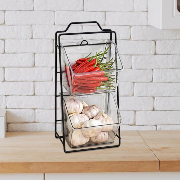 コンロ収納ラック コーヒーポッド ストレージ オフィス ホーム オニオン ジンジャー ガーリック 2 グリッド 70074613128609