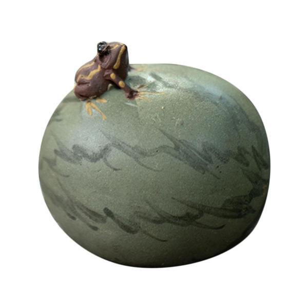 G カボチャのカエルの彫刻 紫粘土ティーペットの彫刻家の装飾｜stk-shop｜02