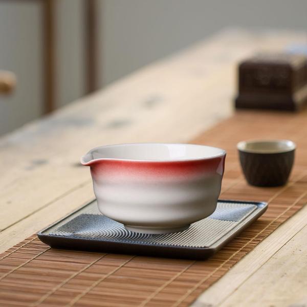 注ぎ口付き陶器抹茶碗 450ml 手作り 友人へのお茶好きへのギフト