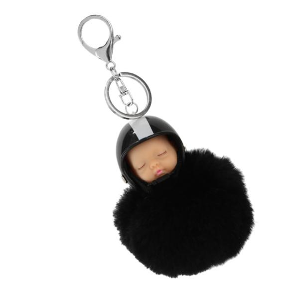 柔らかい眠っている赤ちゃんの人形パターンキーリングバッグ財布車のキーチェーン黒