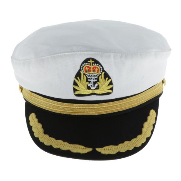 キャプテンハット 海軍帽子 船長帽子 海兵帽子 ヨット セーラー ボート コスチュームパーティー 白い大人｜stk-shop