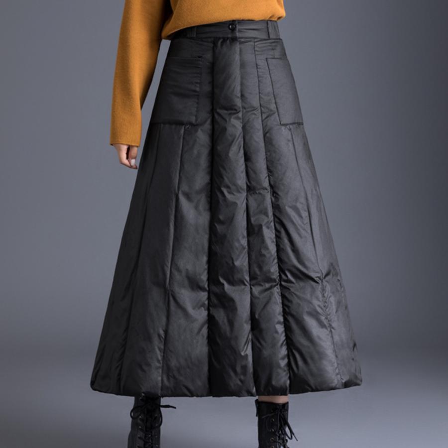 女性ロングダウンスカート 5％OFF ダウンスカート 冬 防風ウォームインシュレーテッド スカート ルーズ レディー ハイウエスト 安心の定価販売 軽量 カジュアル ロング