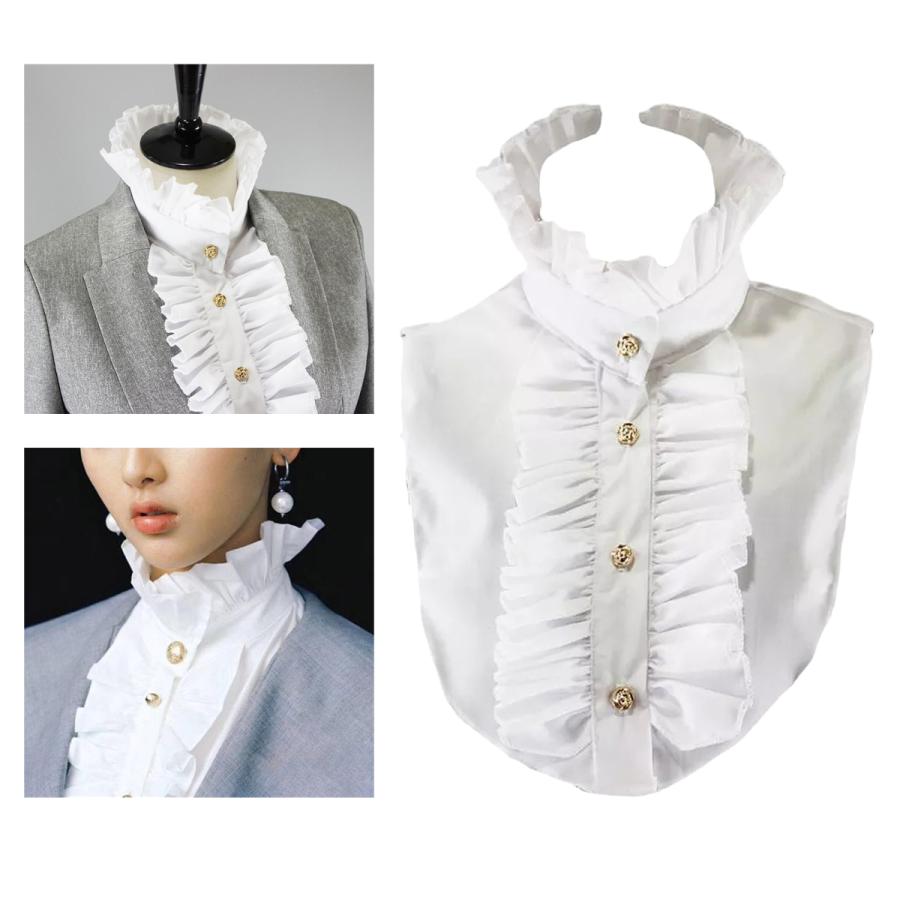 ビクトリア朝スタイルホワイトスタンドフリル襟女性取り外し可能な襟