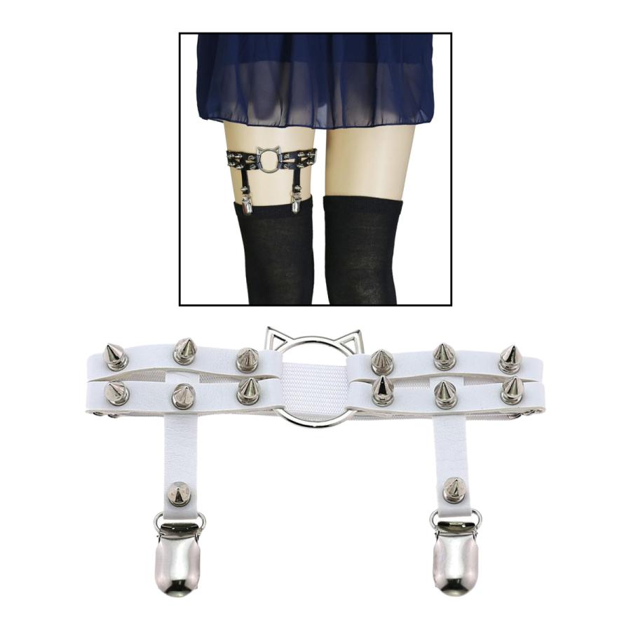女性レザーレッグリングガーターベルト弾性パンクリベット太ももサスペンダーホワイト Stkショップ 通販 Yahoo ショッピング