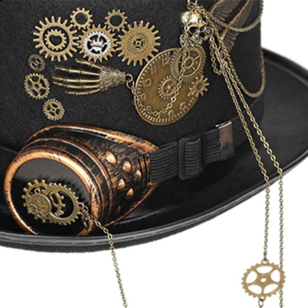 スチームパンク ブラック ハット アメリカ製 レア　希少　コスプレ　レザー アメリカ STEAMPUNK HATTER(スチームパンクハッター) レザーハット