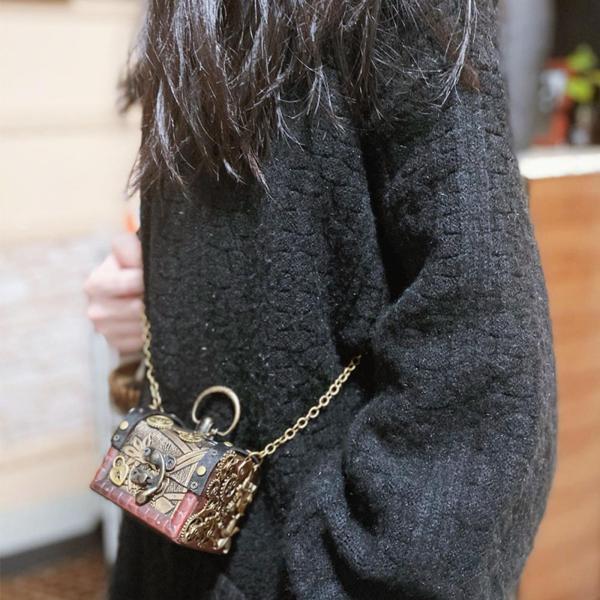 スチームパンク小銭入れパンクギアゴシックポーチウッドボックスクロス