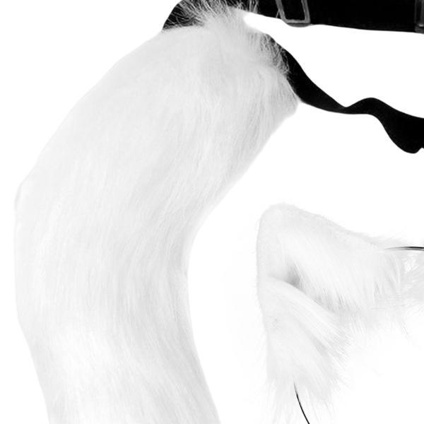 キツネの耳としっぽセット 調節可能なベルト 猫耳カチューシャ ヘッドウェア 面白いギフト ファンシードレス コスチューム , 白｜stk-shop｜08