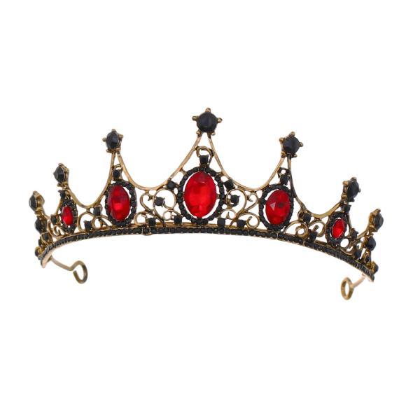 ラインストーン クラウン ティアラ ヘッドバンド ウェディング コスチューム バロック スタイル クイーン クラウン レッド |  | 02