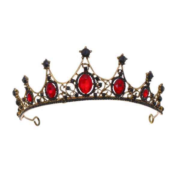 ラインストーン クラウン ティアラ ヘッドバンド ウェディング コスチューム バロック スタイル クイーン クラウン レッド |  | 03