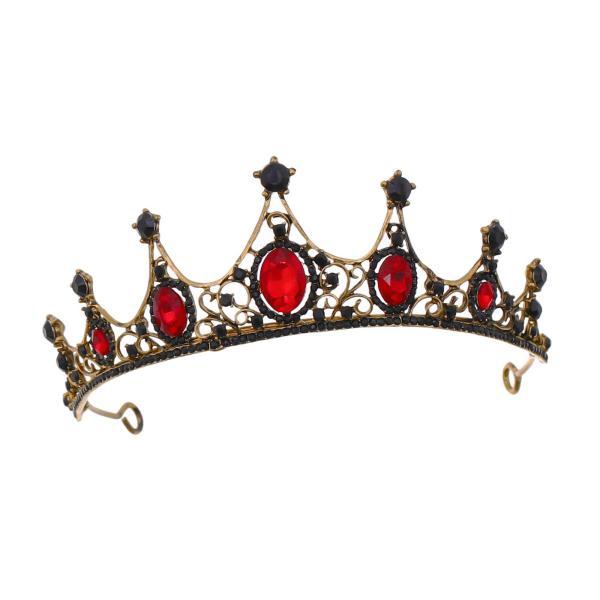 ラインストーン クラウン ティアラ ヘッドバンド ウェディング コスチューム バロック スタイル クイーン クラウン レッド |  | 04