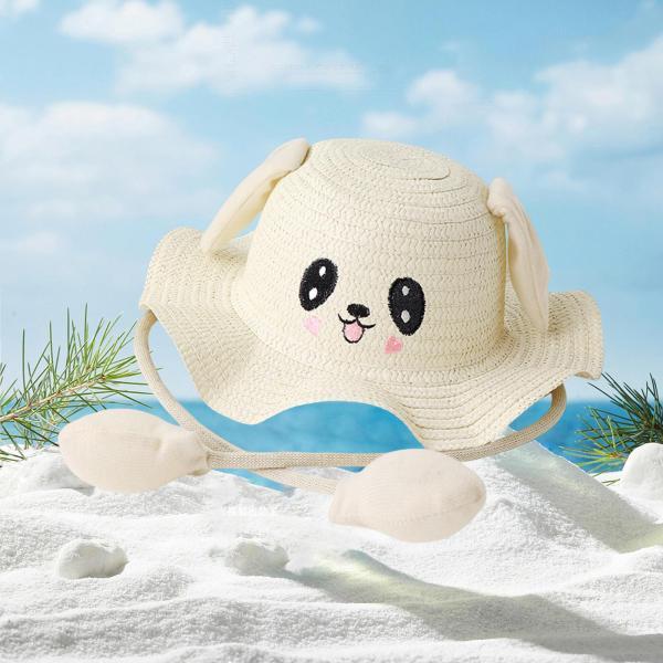 バニー麦わら帽子キャップ面白いビーチハットフェスティバル用春コスチュームアクセサリーホワイト |  | 02