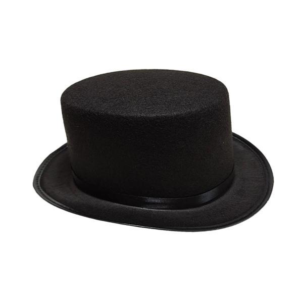 サテンバンド付きフェルトシルクハット クラシックフラットトップ