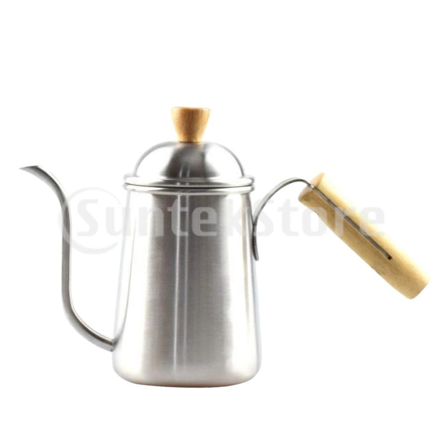コーヒー ケトル コーヒーポット コーヒー入れ 650ML 高品質 安全無毒 耐熱性 木製取っ手付き やけど防止 新生活 珈琲 紅茶 コーヒー