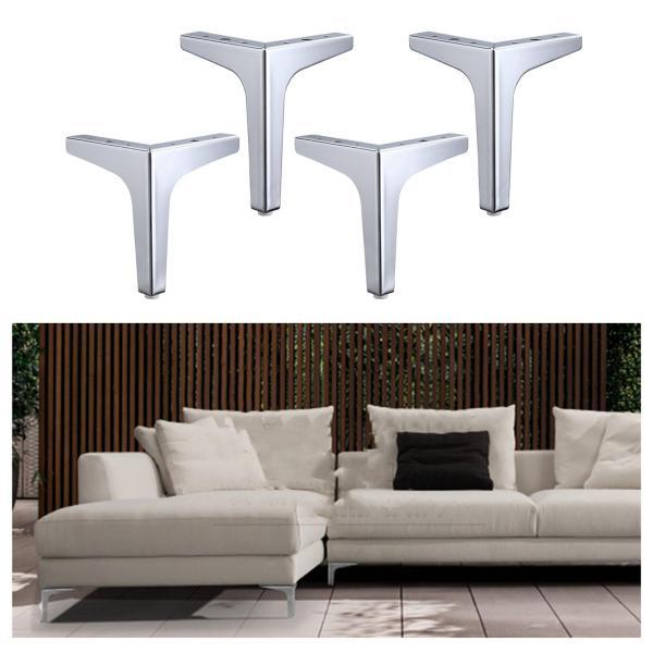 シルバー 黒いソファの脚 金属製家具脚足4インチ6インチ黒 : STK