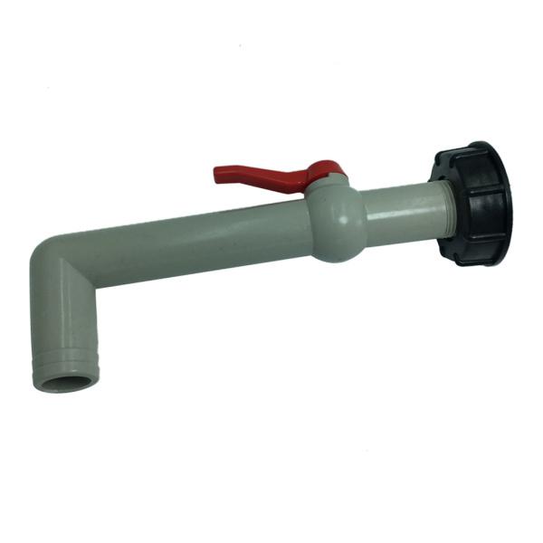 1000L IBCタンクバルブ水道水アダプター60mm 1インチ長く90度 : STK