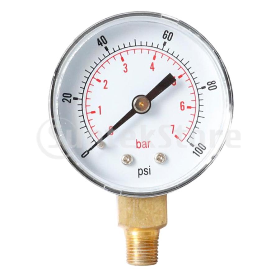 空気圧計 油圧計 水圧計 範囲:0-100psi 圧力計 1/4 接続 : STKショップ