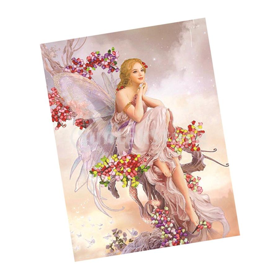 リボン刺繍キット初心者のための花の天使のデザインdiyの家の壁の装飾｜stk-shop｜03