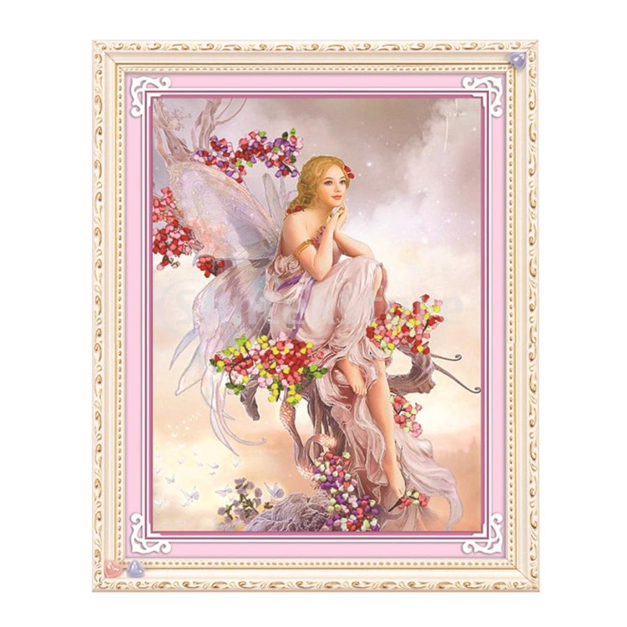 リボン刺繍キット初心者のための花の天使のデザインdiyの家の壁の装飾｜stk-shop｜05