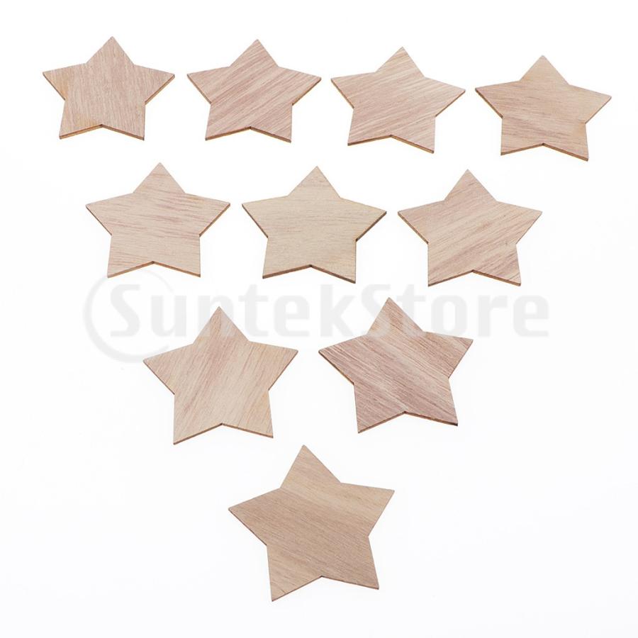 木材チップ 木片 木製装飾 星形 五角形 チャーム DIYクラフト 工芸品