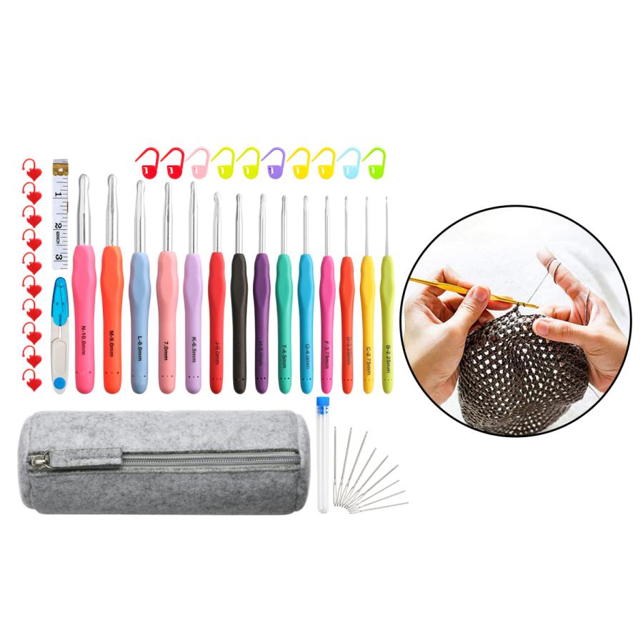 52 / 62Pcsかぎ針編みフックセット糸編み針ツール52Pcs|stk-shop|02