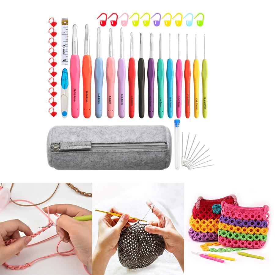 52 / 62Pcsかぎ針編みフックセット糸編み針ツール52Pcs|stk-shop|04