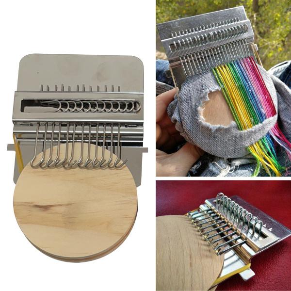 Speedweveタイプ織機織りツールキット12ピン木製ディスク付きダーニング編み機ウィーバーキッズ初心者向け｜stk-shop｜05