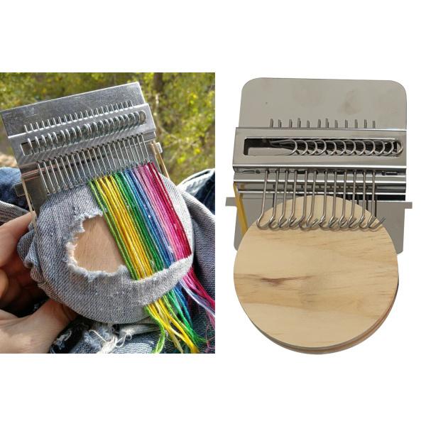 Speedweveタイプ織機織りツールキット12ピン木製ディスク付きダーニング編み機ウィーバーキッズ初心者向け｜stk-shop｜06