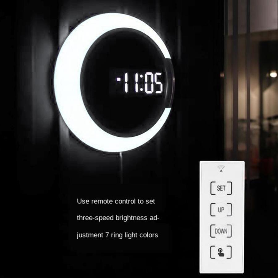 ネオン時計 デジタル時計 大型ディスプレイ 電子装飾ミラー12 壁時計