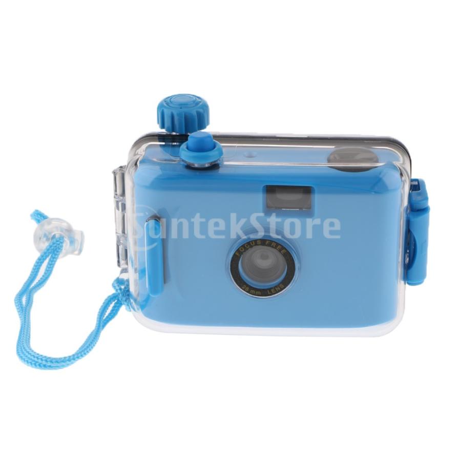 超小型 防水フィルムカメラ 再使用可能 バッテリー不要 水中撮影 深さ5mまで 青 :77004088:STKショップ 通販  