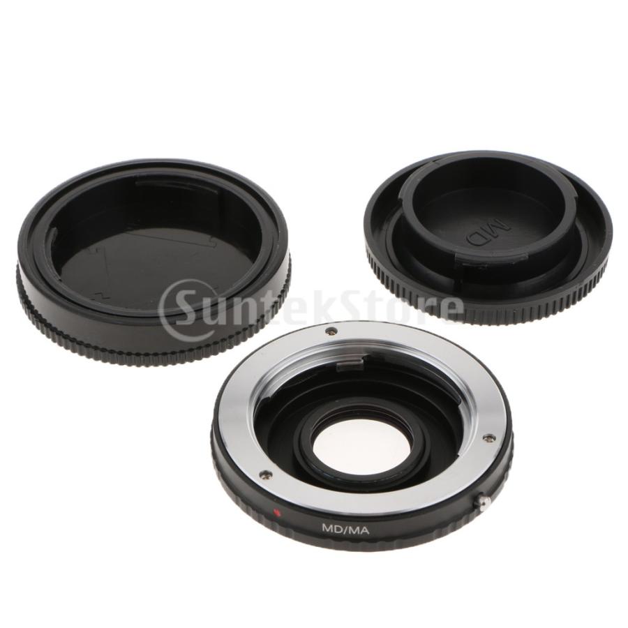 ガラスとソニーアルファAF MAカメラマウントアダプターにミノルタMD MC