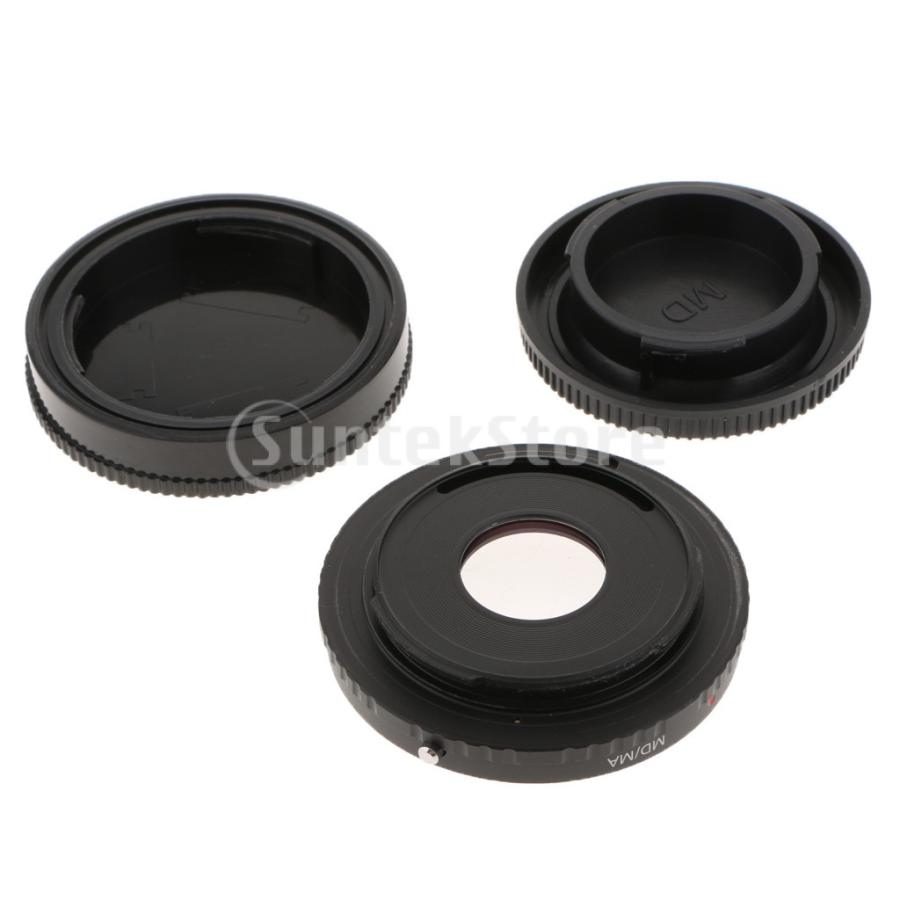 ガラスとソニーアルファAF MAカメラマウントアダプターにミノルタMD MC