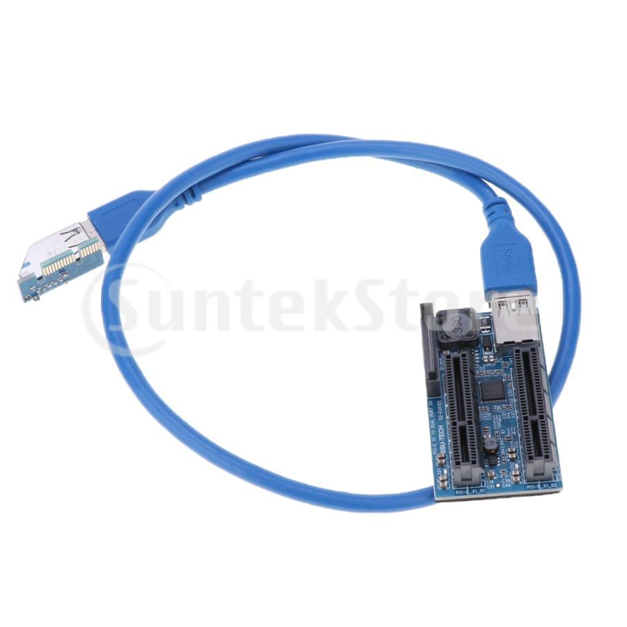 PCI-E 1X-デュアル4x延長ケーブルU3.0 GPUエクステンダーライザー
