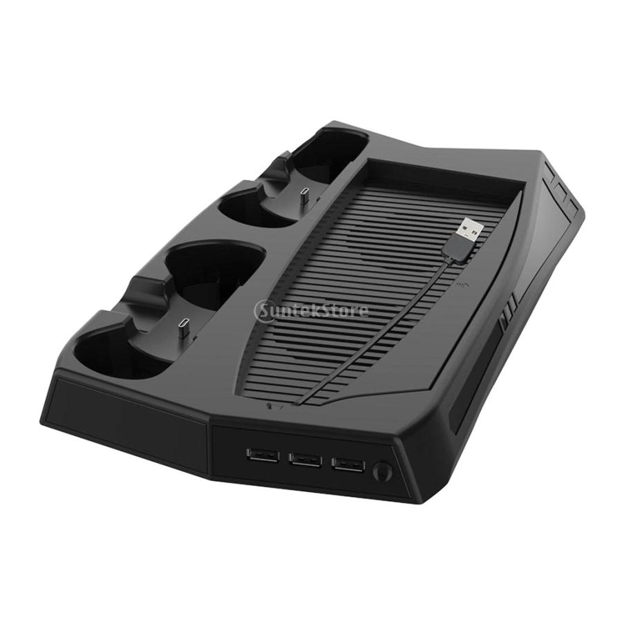 Playstation5 DE / UHD用の冷却ファン充電ドック付きの黒い垂直スタンド｜stk-shop｜04