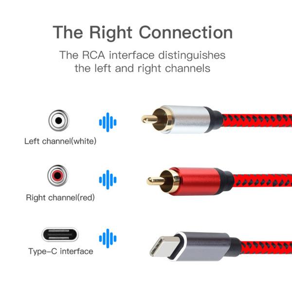 U TypeC-デュアルRCA2RCAオスアダプターケーブルステレオオーディオコード3メートル｜stk-shop｜09