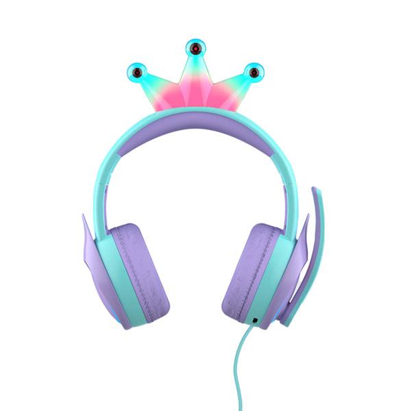 ボーイズガールズミュージックフォン用マイク付きコンパクトワイヤードクラウンヘッドセットライトブルー｜stk-shop｜02