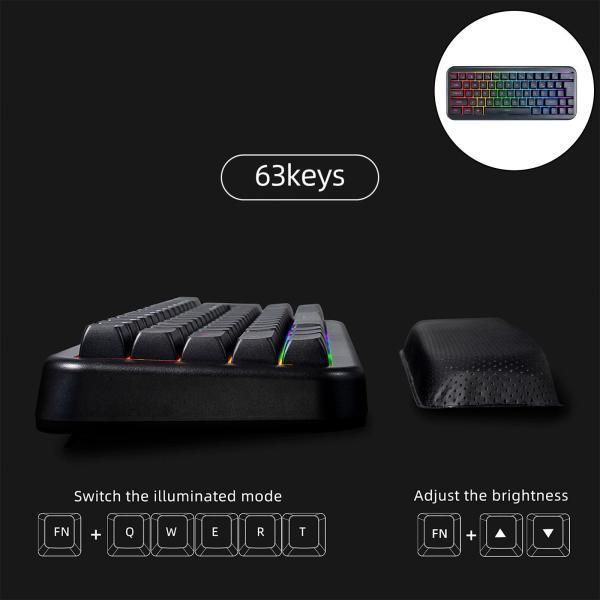 2.4Gワイヤレスキーボード63キー（ホームオフィスブラック用リストクッションサポート付き）｜stk-shop｜03