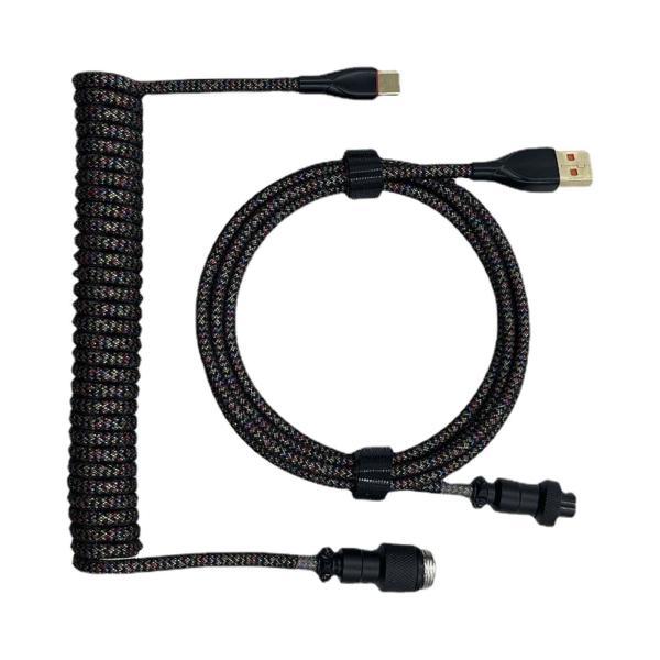 USB toTypeCコイルケーブルブラックメカニカルキーボード用の取り外し