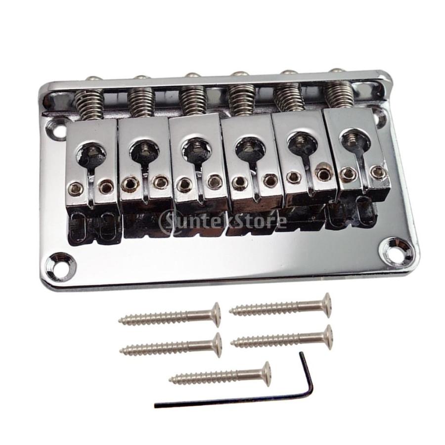 固定ブリッジ レンチ付き エレキギター用 交換パーツ 亜鉛合金 6弦
