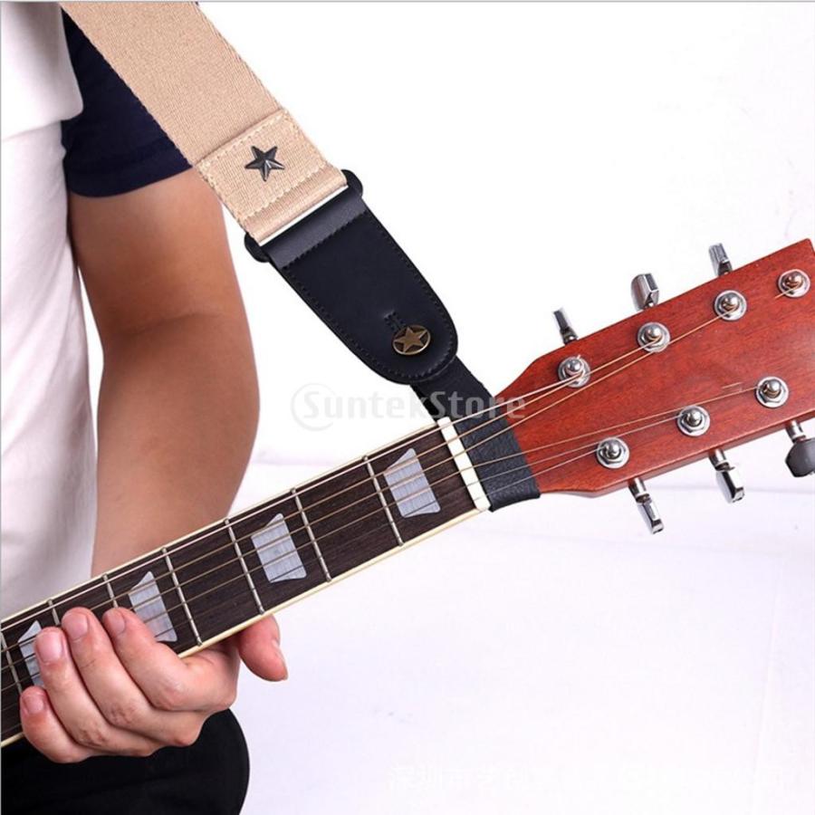 レザー ストラップフック ネックストラップボタン アコースティック/クラシックギター用 全2色 - ブラック｜stk-shop｜14