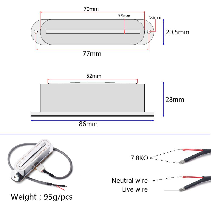 エレクトリックギターマンドリン交換用52 Mmシングルコイルハムバッカーピックアップ _78007663_STKショップ - 通販 - Yahoo!ショッピング