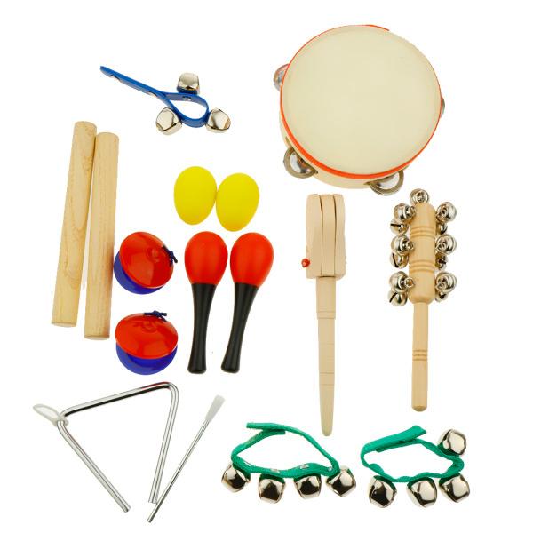 楽器10種類のパーカッション玩具セット.ハンドドラム.タンバリン