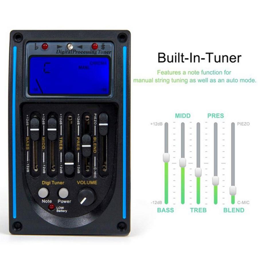 EQ 5バンド ギターピエゾピックアップ プリアンプ チューナーシステム