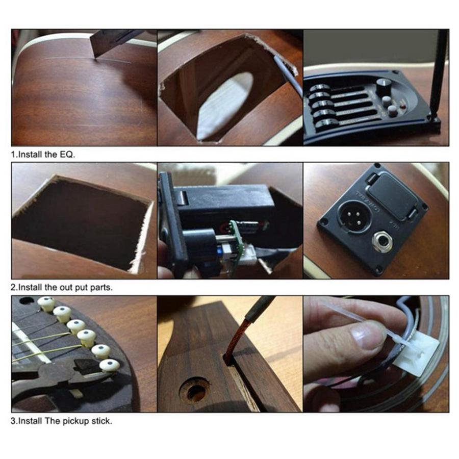 EQ 5バンド ギターピエゾピックアップ プリアンプ チューナーシステム