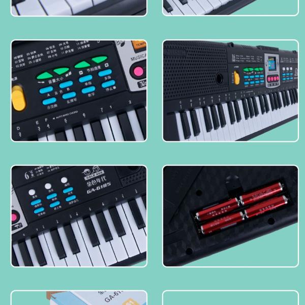 電子キーボード USB充電式 3-14歳 初心者向け 61キー 16種類の