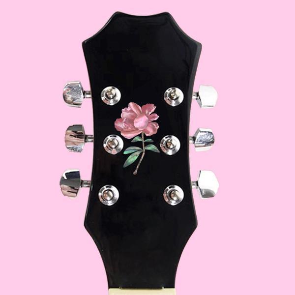 ギターステッカーフレットマーカーDIY装飾マーカーギフト赤い花 : STK