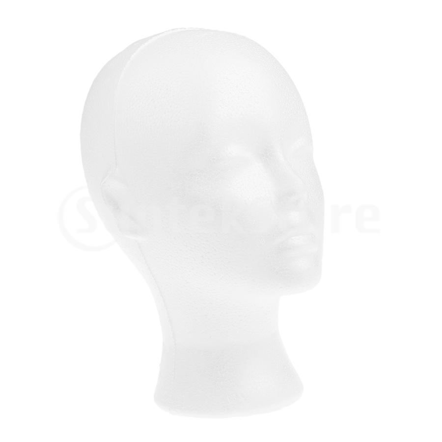 マネキン 頭 マネキンヘッド 頭部モデル 女性 発泡スチロール かつら 帽子 眼鏡 ディスプレイスタンド 軽量 白い 発泡スチロールモデルヘッド 展示｜stk-shop｜02