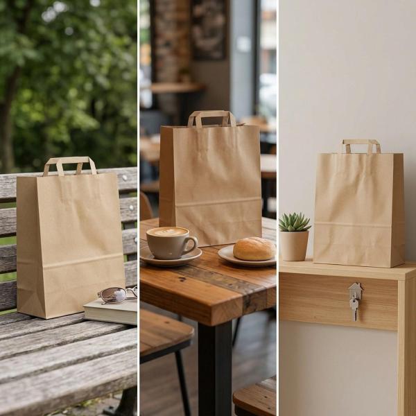 大きめクラフト紙袋 茶色 茶色の紙袋 50枚入り 丈夫なクラフト紙製ショッピングバッグ