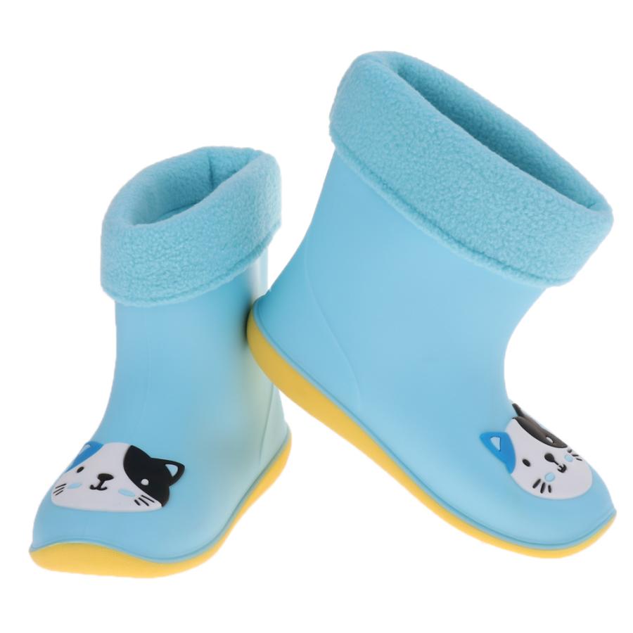 品質満点 5年間の子供の幼児の防水ゴムレインブーツの青い猫 上履き、スクールシューズ