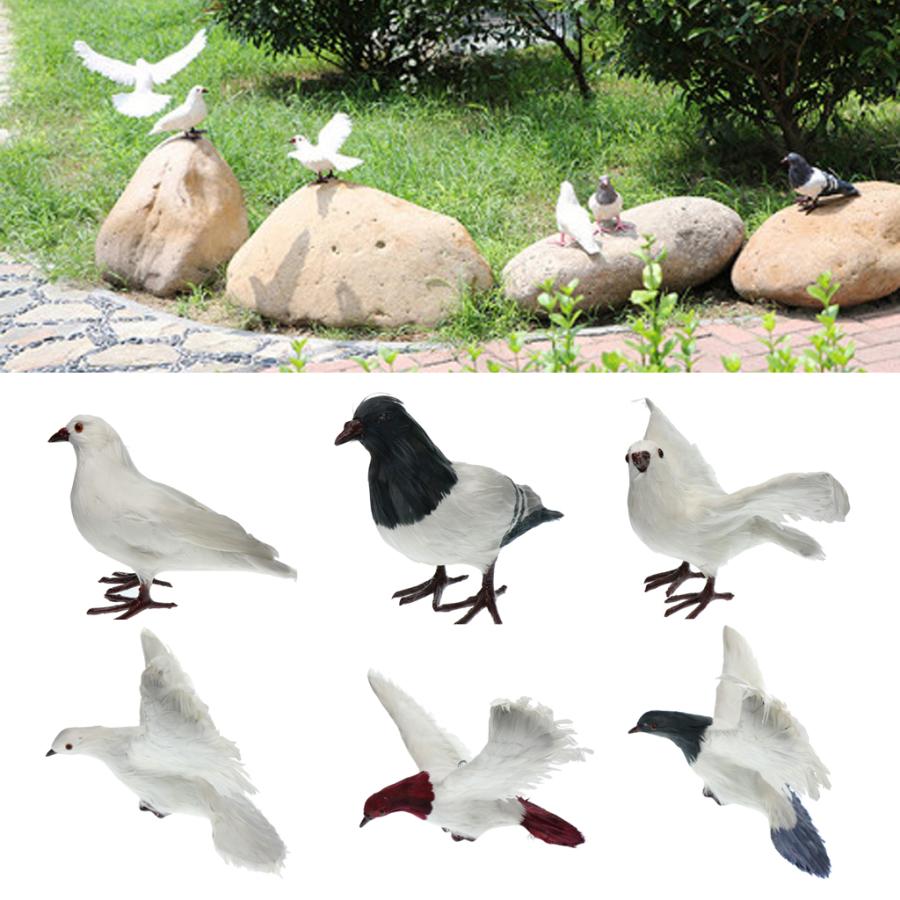 鳩の置物 人工羽根 現実的き 鳥の装飾 屋外 庭園 おとり インテリア