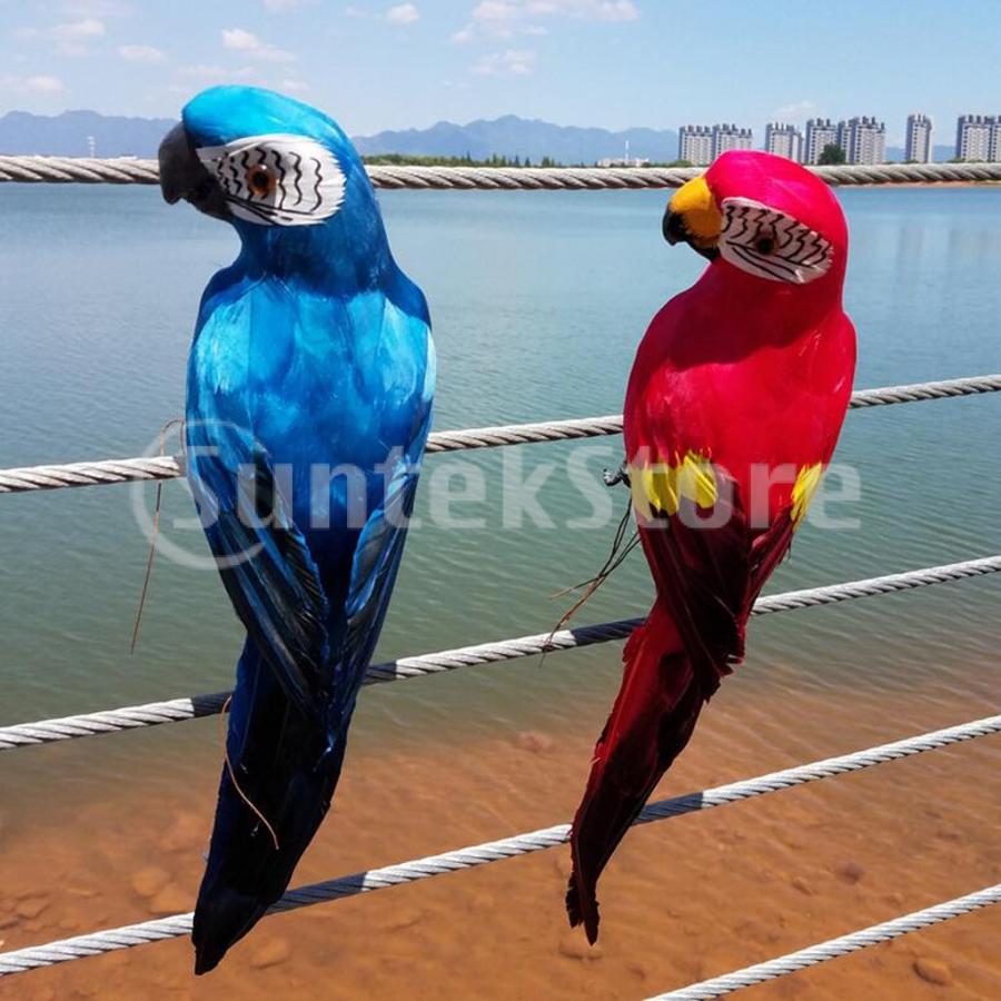 カラフルな鳥の羽のリアルな家庭菜園の装飾飾りオウム鳥 : STKショップ
